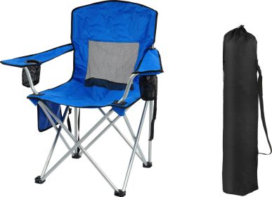 Camping Chair, Portable Folding Outdoor Chair With Armrests, Cup Holder And Carrying Bag, Foldable Chair For Camping, Beach And More. Multiple Colours (Option: BL)