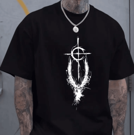 Summer Fashion Men's Round Neck Short Sleeved T-shirt (Color: Black, size: M)