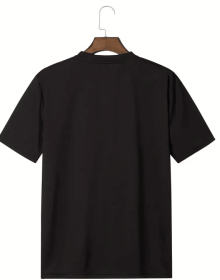 Summer Fashion Men's Round Neck Short Sleeved T-shirt (Color: Black, size: S)